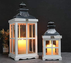 JHY DESIGN Set of 2 Large White Wood Decorative
