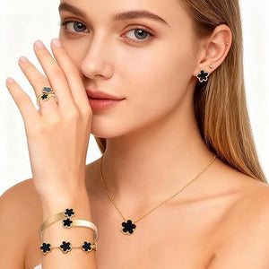 5pcs Five Petal Lucky Flower Women's Jewelry Set