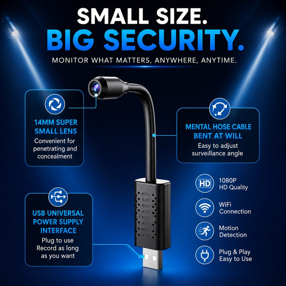 Portable USB Mini WiFi Camera – 1080P HD Wireless Security Camera with Motion Detection & Remote Viewing