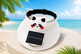 Solar Cooling Fan Sun Visor Hat – USB Type-C Rechargeable Wide Brim UV Protection Cap